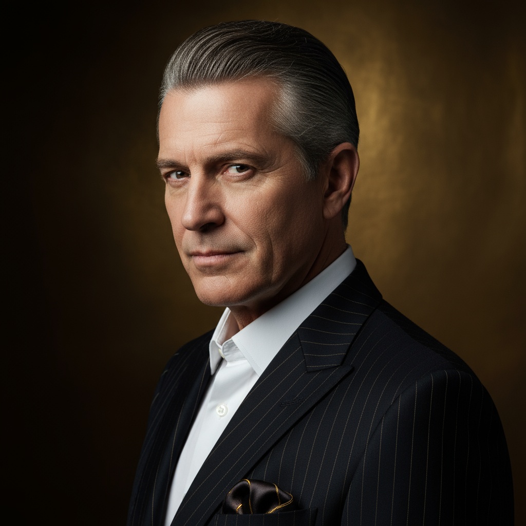 Distinguished man with slicked back hairstyle - professional pomade styling Venice barbershop