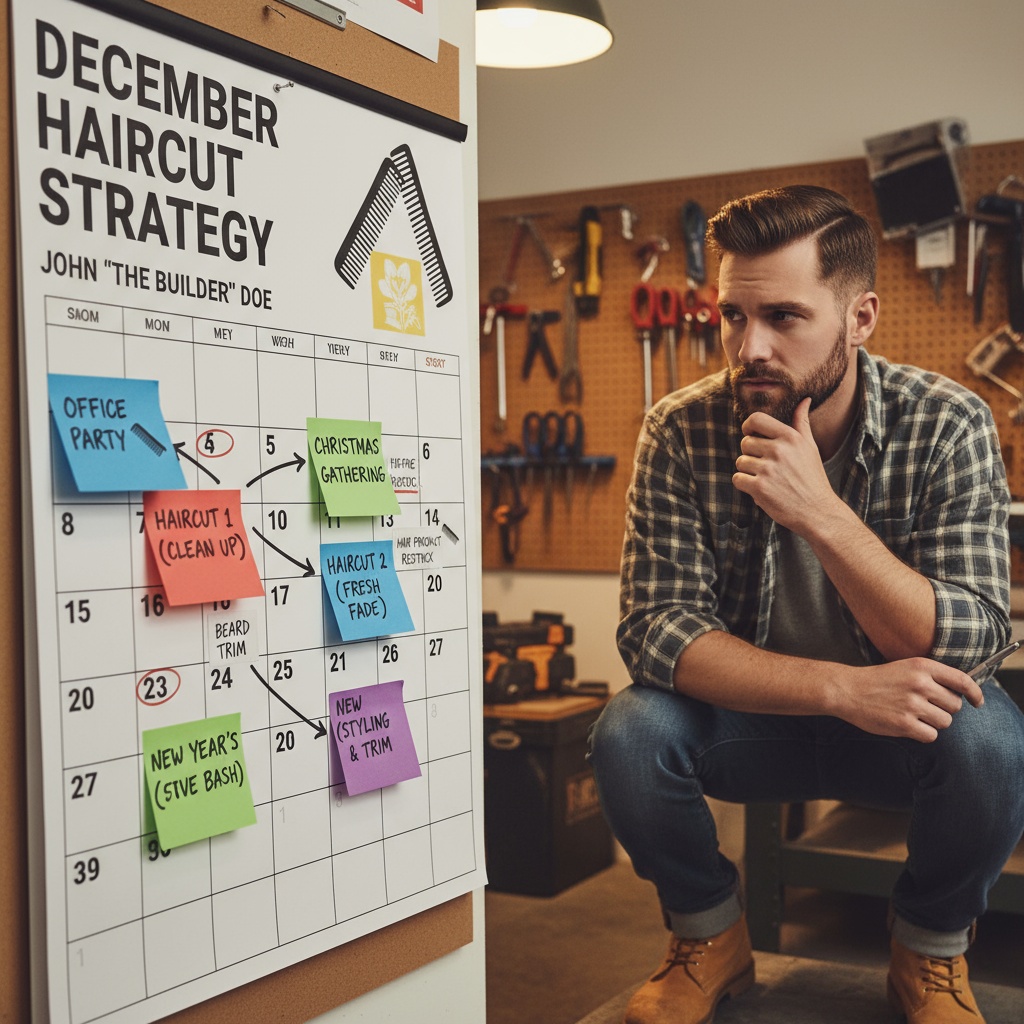 December haircut timeline strategy - planning haircuts for office party Christmas gathering New Year's Eve Venice FL