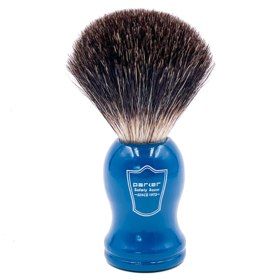 Parker Blue Handle Synthetic Shaving Brush with Stand