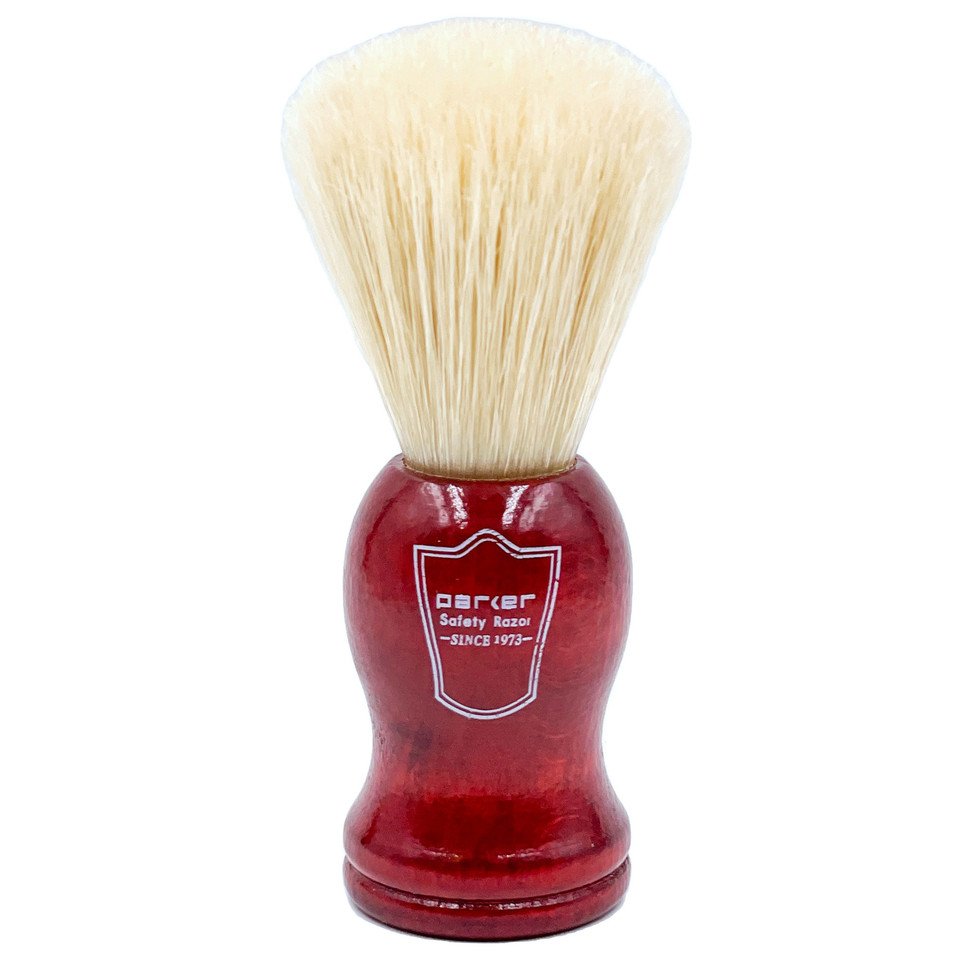 Parker Red Wood Handle Shaving Brush with Stand