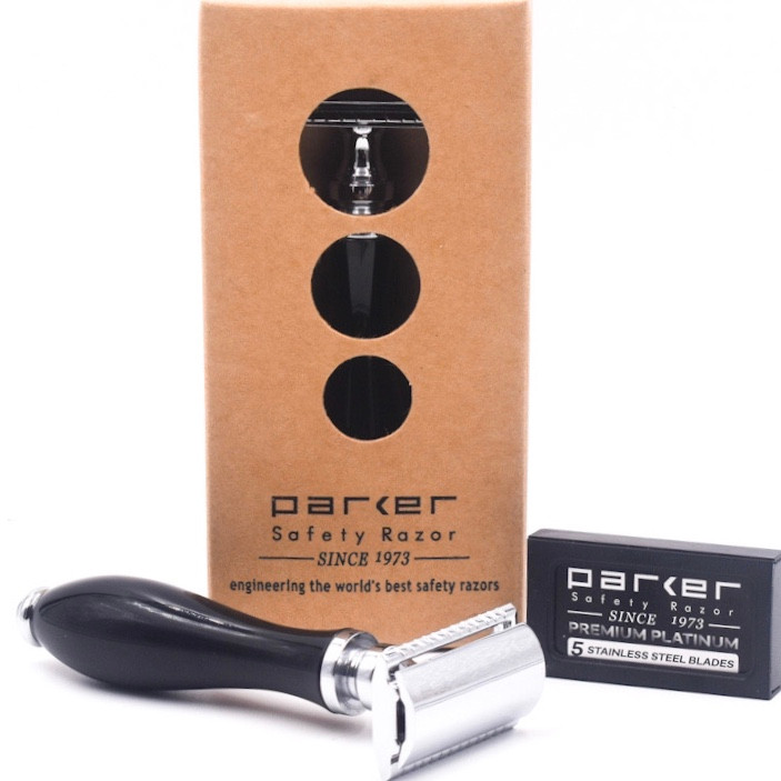 Parker 111B Black Handle Double Edge Safety Razor
