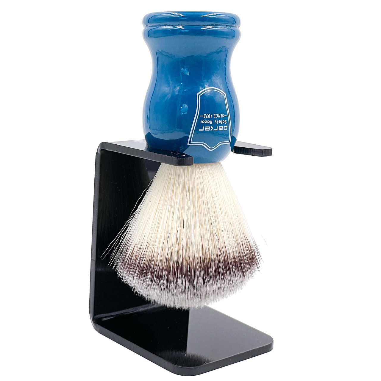 Parker Blue Handle Synthetic Shaving Brush with Stand